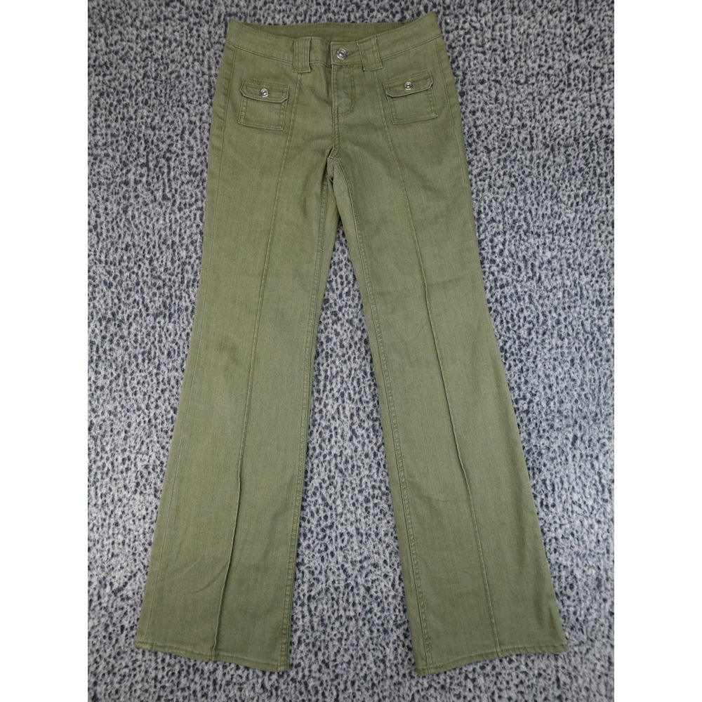 H&M Flare Pants Women Size‎ 4 Olive Green Utility Front Seam Flap Pockets